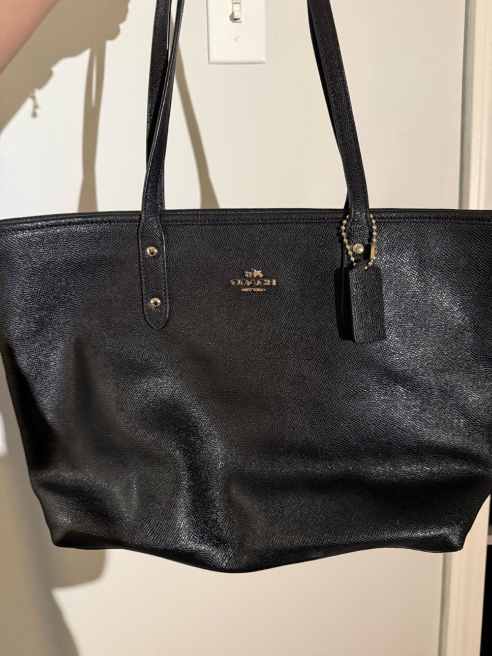 Coach City Black Leather Tote with Gold Logo Hardware